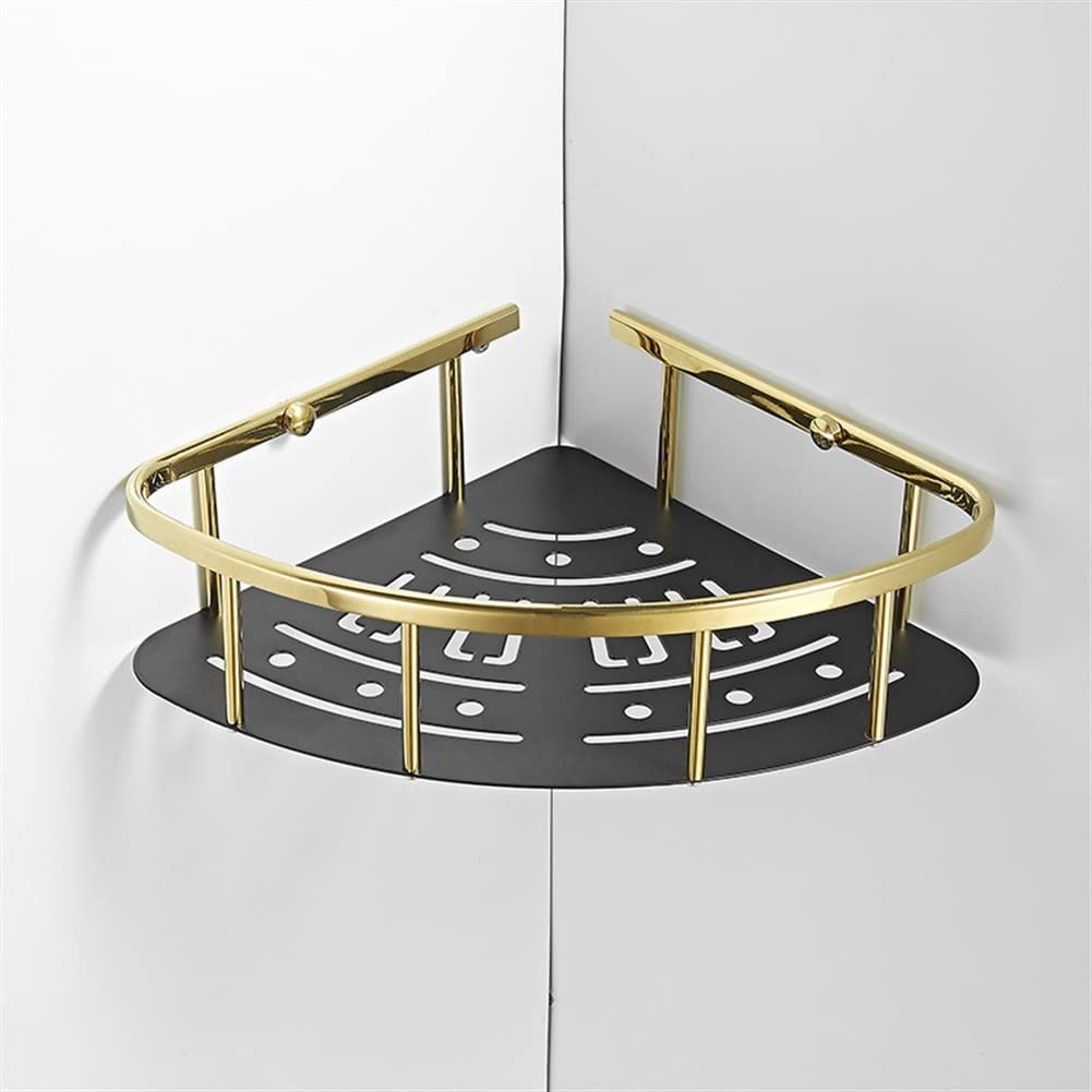 EliteBloom Corner Shower Caddy Bathroom Shelves Wall Mounted Bathroom Shelf Corner Shelf Brass Bathroom Shower Rack Gold Bath