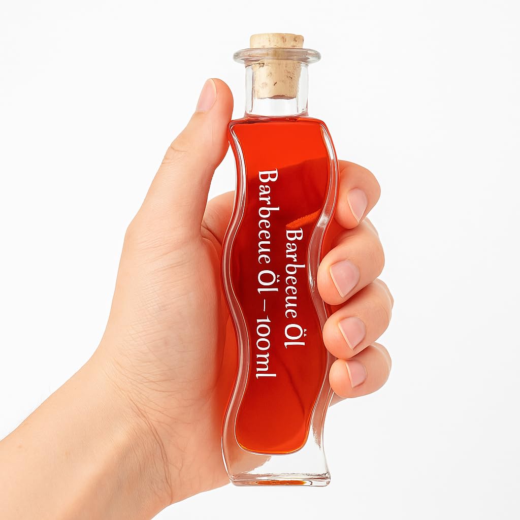 Exklusives Öl Geschenkset 4×100 ml – Edle Gourmetöle in Designflaschen: Rucola, Bruschetta, Steinpilz & Barbecue – Veredelte Premium-Öle für Küche & Grill