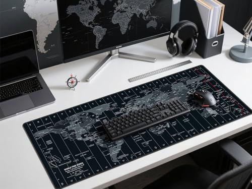 Anpollo Alfombrilla de ratón para Juegos 900 x 400 Alfombrilla ratón con Mapa del Mundo, Base de Goma Antideslizante, Adecuada para Jugadores, PC y portátil