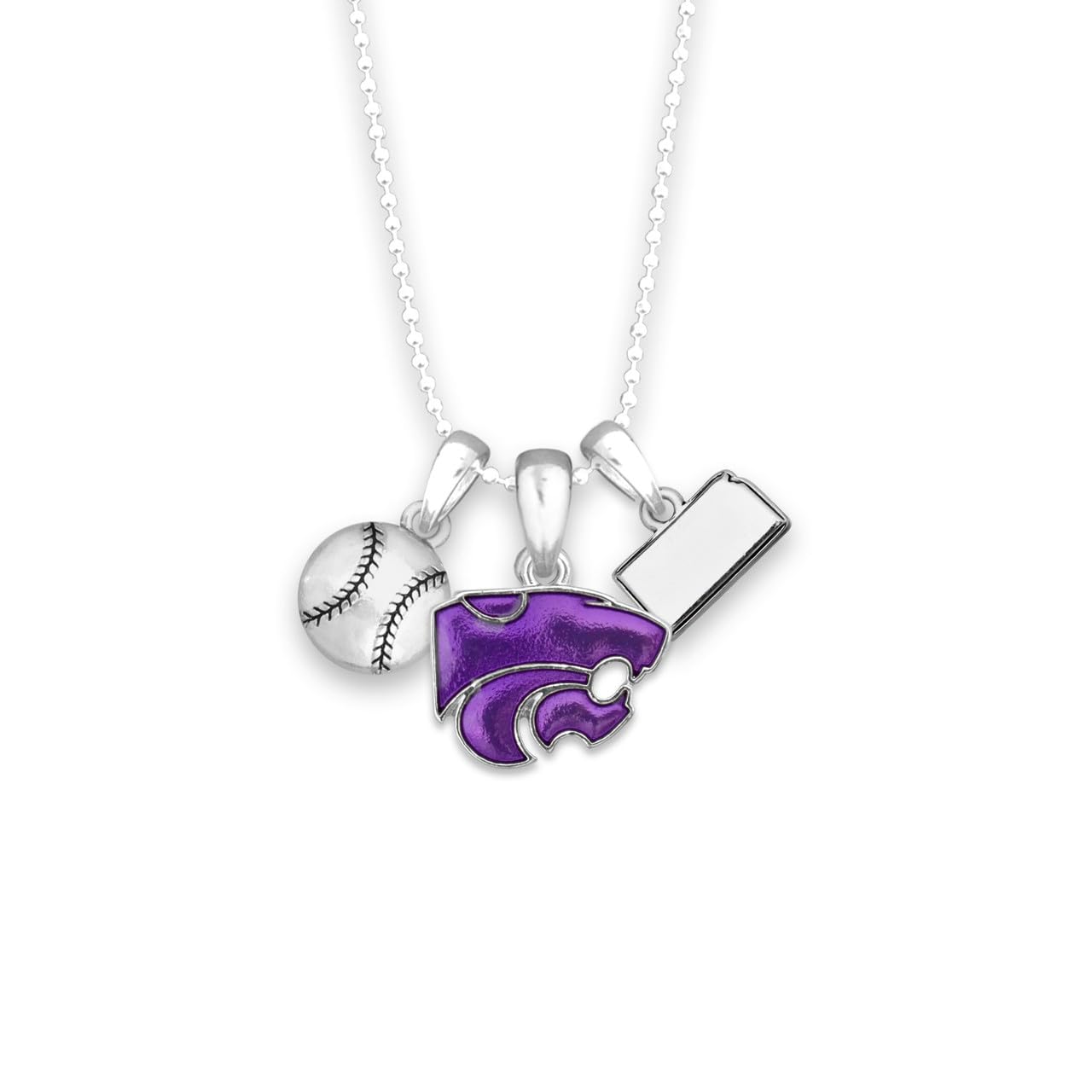 From the Heart Kansas State Wildcats Baseball Accent Charm Team Traditions Necklace with Team Color Logo, Baseball and State Accent Charm Officially Licensed Jewelry Fan KSU