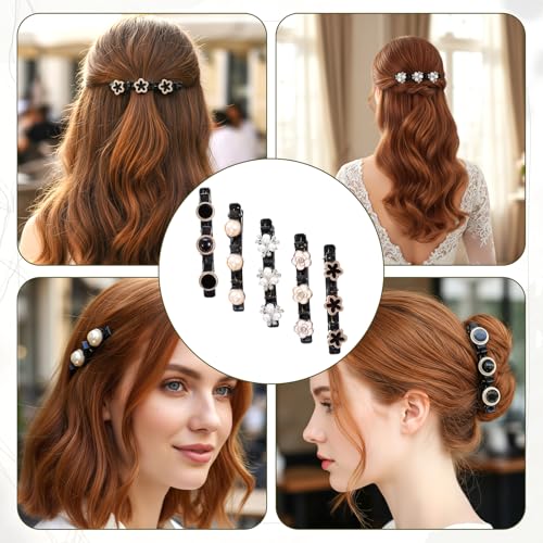 Pinzas trenzadas para cabello con cristal y perlas miniatura 2