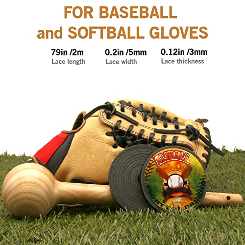 Aliball Baseball Glove Lace, 2 Pcs Authentic Cowhide Lace 79 Inch With 2 Glove Lacing Needle, Well Made And Easy To Use, Perfect Quick Repair Softball And Baseball Glove Repair Lacing Kit (Black) #TOP3