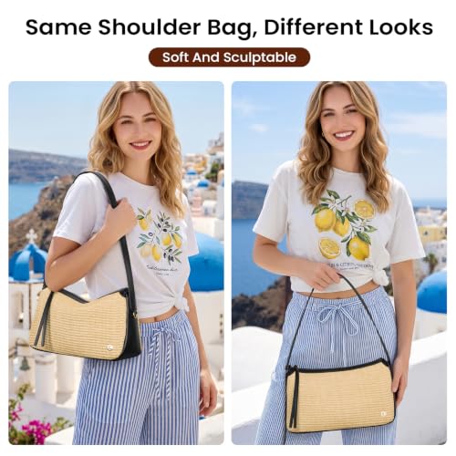 Image of CLUCI Summer Purses for Women, Cute Straw Bag, Beach Shoulder Bag, Woven Handbags with Adjustable Wide Shoulder Strap