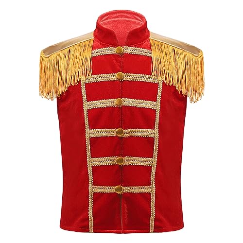 Marching Band Suit Vest for Child Fringe Epaulet Military Drummer Parade Dressy Waistcoat