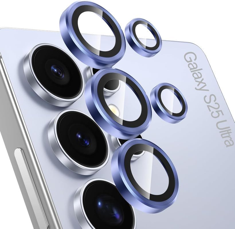 Image of Skinomi Camera Lens Protector Compatible with Samsung Galaxy S25 ultra 5G [Anti-Scratch] Premium Tempered Glass Film Aluminum Alloy Lens Ring Cover- Titanium Blue