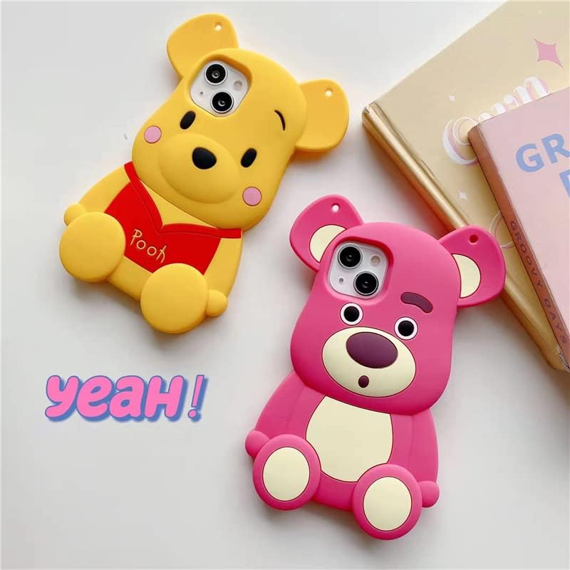 Image of COVERLY for iPhone 15 Pro Max Pooh Case 3D Cartoon Bear,Full Protective Winnie The Pooh Bee King Size Big Oversized Case Cute Soft Silicone Fashion Aesthetic Cover for Apple iPhone 15 Pro Max
