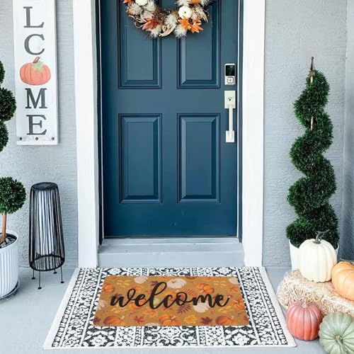 IZUS Floral Welcome-Doormats Front-Door - Spring Flower Home Decor Indoor-Mats Summer Non-Slip Seasonal Doormats 17x29 inch - Image 4