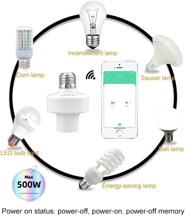 Portalampada WiFi LoraTap E27 | Smart, Controllo App E Alexa, Timer, Per LED, Bianco