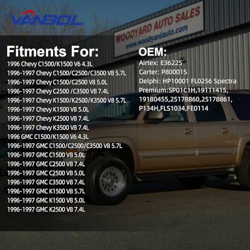 Electric Fuel Pump Module Assembly for Chevrolet/GMC Trucks 1996-1997 V6/V8 - Direct Replacement E3622S P80001S HP10001 with O Ring