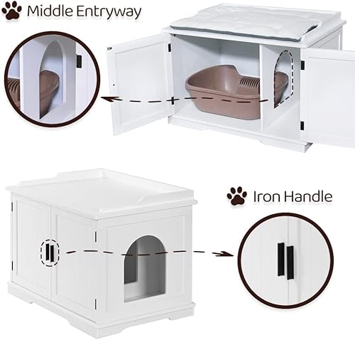 Miniatura 2 de Karl home Muebles de caja de arena para gatos, casa multifuncional para mascotas con puertas dobles y divisor extraíble, adecuado para decoración