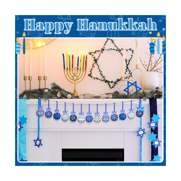   Blosssound-16-Pcs-157-Inch-Hanukkah-Hanging-Tree-Ornaments-Star-of-David-Hanukkah-Ball-Decoration-White-and-Blue-Hexagram-Hanging-Ornaments-Decor-for-Jewish-Christmas-Party-Gifts-Home