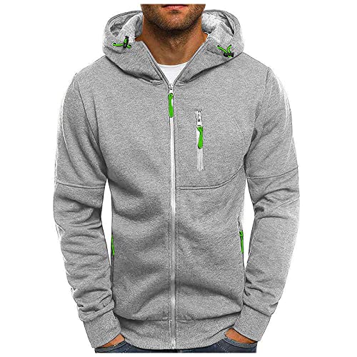 Wcjlha Spring Blouse Men Beach Plus Size Long Sleeve Casual Zip Comfy Sweatshirt Comfortable Solid Color Cotton Hoodies Sweatshirt Gents Gray #TOP1