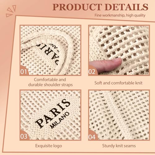 Ayieyill Crochet Tote Bag For Women, Crochet Mesh Beach Tote Bag Summer Vacation Aesthetic Boho Knit Bag for Women3