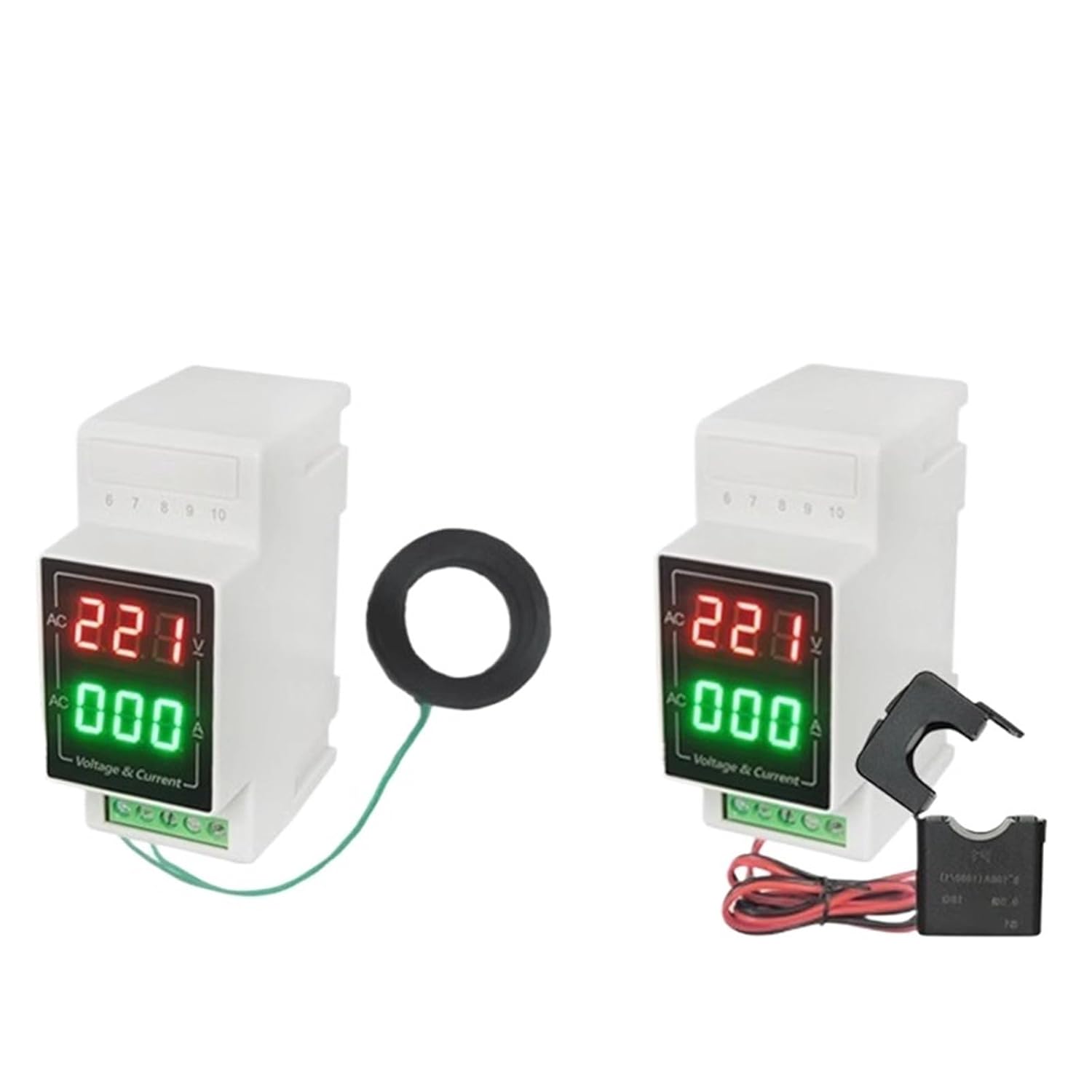 Din Rail Digital Display AC Current and Voltage Meter LED Digital Head AC380V Single-Phase 220V Dual Display