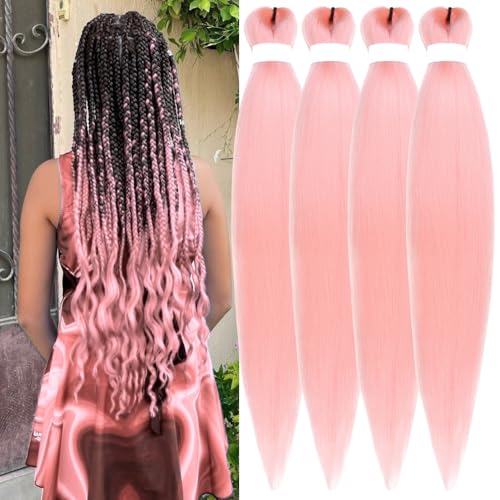 Light Pink Braiding Hair Prestretched Knotless Braiding Hair