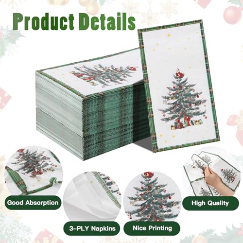 Tamone 100PCS 3-Ply Green Christmas Napkins - Christmas Tree Napkins Disposable - Premium Quality Green Dinner Napkins Soft and Absorbent – Image 4