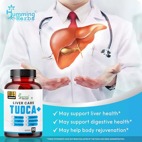 Image of Humming Herbs Liver Care Tudca+ 7 In 1 Formula Blend Of Tudca, L-Arginine, Milk Thistle, Dandelion, Ashwagandha, Panax Ginseng, Astragalus Root-180 Cap, Pack Of 2