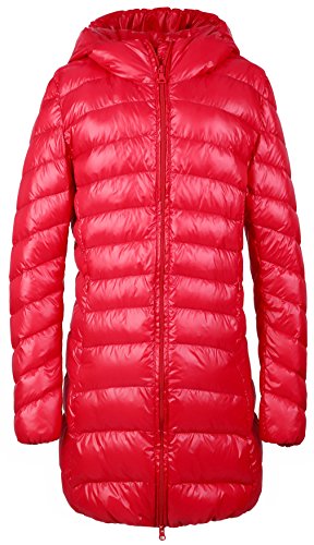 Doudoune à capuche ultra légère pour femme manteau chaud d'hiver rouge veste compressible Santimon
