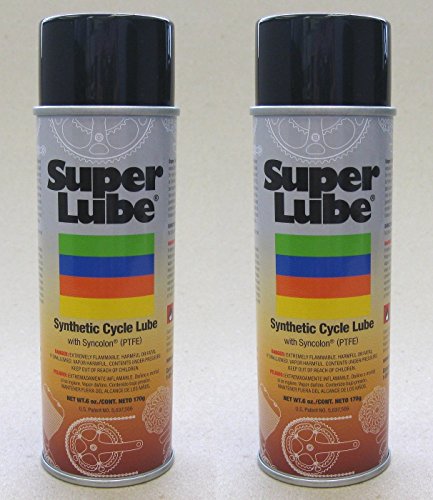 Super Lube 33006 Cycle Lube PTFE Synthetic Lubricant, 6 oz Spray, 2-Pack