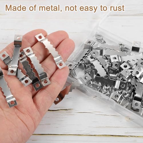 Image of uxcell 50Pcs Picture Hangers, Picture Frame Hook, Frame Backing Fasteners with 100 Pcs Screws for Hanging Clock Paintings Pictures, Silver