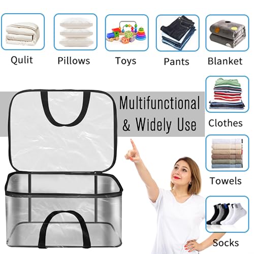 Image of Storite Pack of 2 PVC Transparent Storage Bag for Saree Covers,Clothes, Lehenga, Blankets, Bedsheets, Toys, Docs|Wardrobe Organizer|Clear Storage Box Bag - (Transparent, 41x31x23 cm)