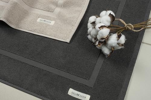 PandaHome Badvorleger Set aus Baumwolle - 2 Stück Badematte - 100% Baumwolle, Duschvorleger Duschmatte, Schnelltrocknend Weich Saugstark 1000 g/m² (Anthrazit)