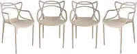 Ecom Home - Kit 4 Cadeiras Allegra Nude Polipropileno, Sala de Jantar, Cozinha, Área Externa