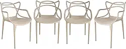 Ecom Home - Kit 4 Cadeiras Allegra Nude Polipropileno, Sala de Jantar, Cozinha, Área Externa