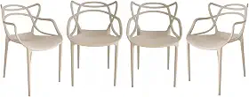 Ecom Home - Kit 4 Cadeiras Allegra Nude Polipropileno, Sala de Jantar, Cozinha, Área Externa