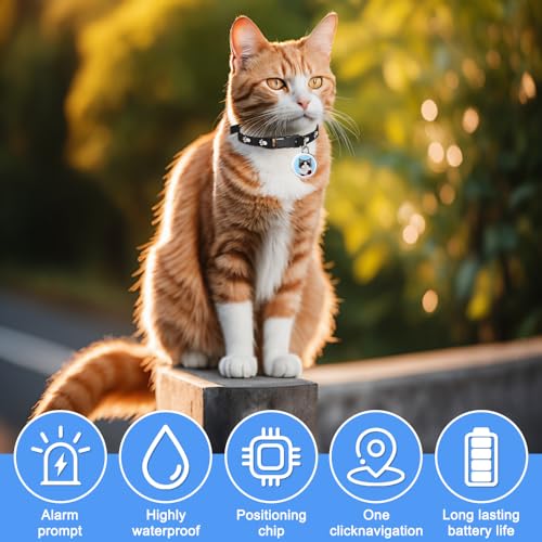 Afenau GPS Tracker Katze Hund, Tractive GPS Tracker für Katzen Ohne ABO, IP67 Wasserdichter Katzenhalsband mitGPs, Echtzeit-Positionierung KatzenTracker, KatzensGPS Trackers Halsband für IOS Android