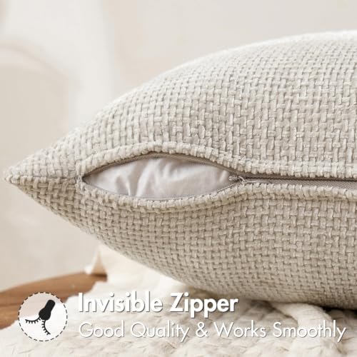Image of MIULEE Decorative Neutral Beige Euro Sham Pillow Covers 26x26 Inch 2 Pack