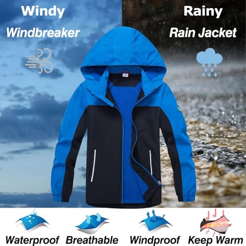 Image of Waterproof Kids Rain Jackets With Hood,Lightweight Toddler Raincoat For Boys Girls,Kids Clothes Windbreaker Jacket