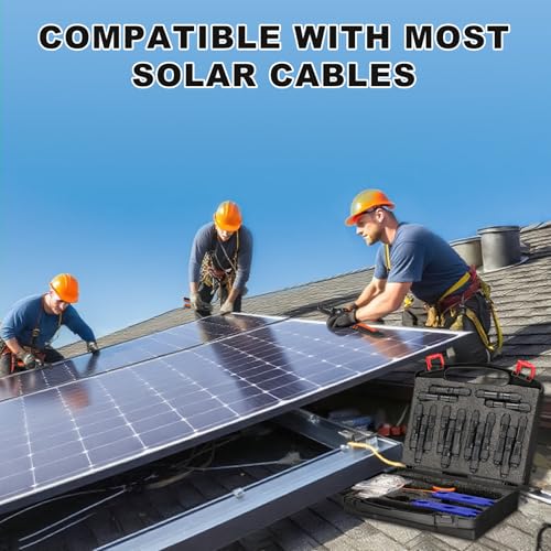 Image of 35PCS Solar Crimper Tool Kit, Solar Panel Cable MC4 Connectors 14-10AWG, 30 Pairs Male /Female Solar Connectors, 1PCS Solar Crimper, 1PCS Stripper, 2 PCS Spanner Wrench