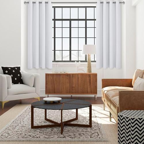 Image of DWCN Blackout Curtains Thermal Insulated Room Darkening Grommet Window Treatment Solid Block Light Curtain Drapes for Bedroom Living Room 38 x 54 Inch Length, 2 Thick Greyish White Panels