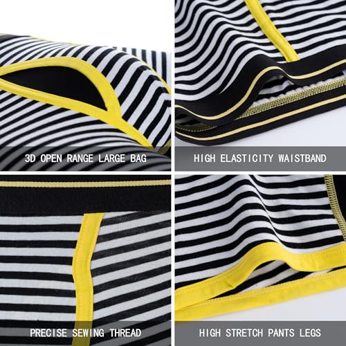 Men's Boxer Briefs, Front Fly Stripes Pattern Cotton Underwear with ComfortFlex Waistband, 4-Pack4