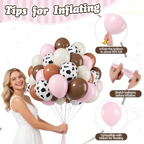 Image of Cowgirl Balloons, 50 Pcs Cow Print for Girls Birthday Baby Shower Party
