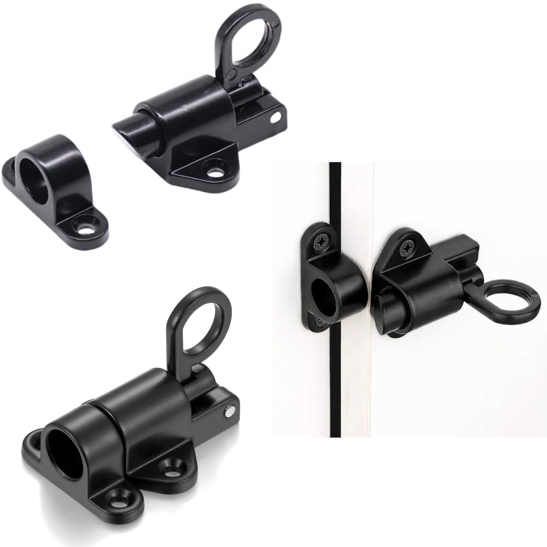 DEEGAAMART Self-Closing Spring Bolt Latch Black – Automatic Door Latch Lock for Gate, Window & Cabinet, Aluminum Alloy Safety Barrel Slide Lock with Screws (1 Pack)-image-16