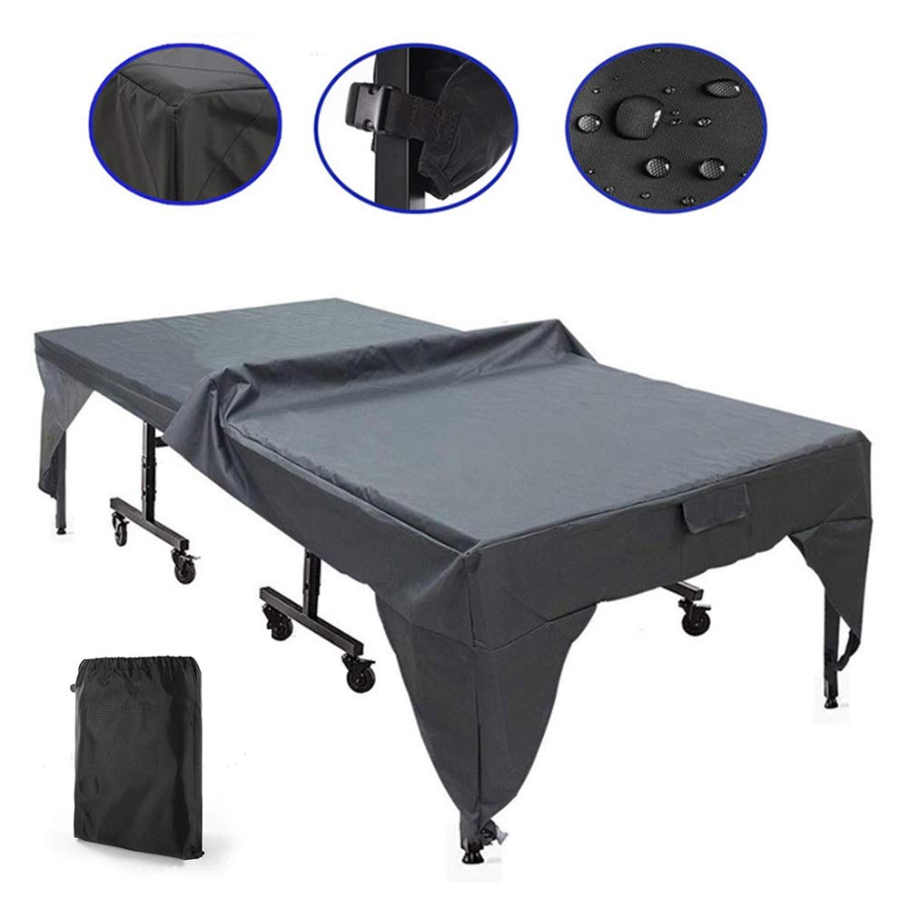HEWYHAT Table Tennis Cover, Outdoor 190D Heavy-Duty Oxford Waterproof Dustproof Ping Pong Table Cover, Black(280x153x73CM)
