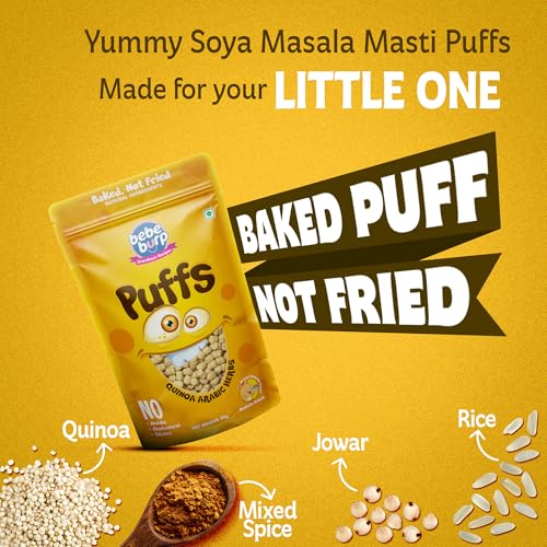 Image of BE'BE' BURP Healthy Puff Snacks | Quinoa Arabic Herbs | Baked Puffs, Not Fried, Protein Snacks | No Maida & Gluten-Free | Travel-Friendly | 35gms Each (Pack of 4)