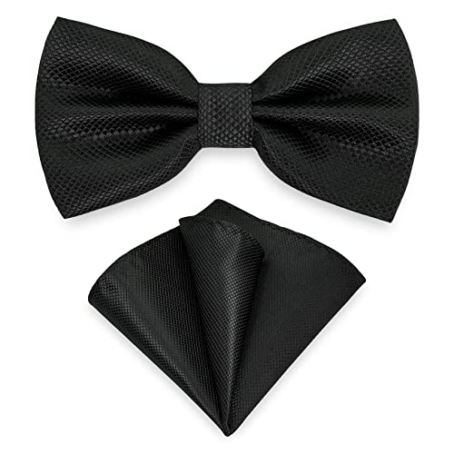 Men Bowtie and Handkerchief Set, Unisex Design Bow Tie and Pocket Square For Business Formal Tuxedo or Wedding M-B-T9