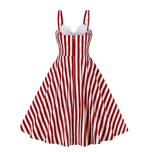 Image of Stripes 1950s Dresses for Women Vintage 50s 60s Retro Audrey Rockabilly Prom Halloween Cocktail Party Swing Homecoming Dress