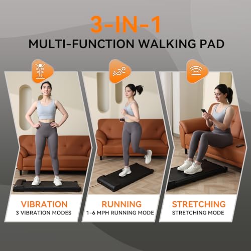 Image of Walking Pad Treadmill Vibration Pad, Under Desk Treadmills for Home /Office with 250 lbs Weight Capacity, 2.5HP Low Noise Walking Pad, Remote Control, LED Display