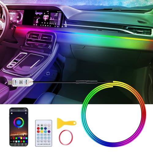 NEOVSUNY LED Auto Interni, interni auto Porta USB da 146 led con 219 Opzioni di Scena,Strisce Auto con Porta USB Controllo APP,Luce a LED per opzioni di scena dell'auto e 20 milioni di colori
