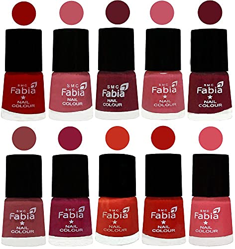 Image of SMC Fabia ALL IN ONE (PACK OF 10), Long Lasting Glossy Nail Polish, 6 ml Each, All Vibrant Colours,02417