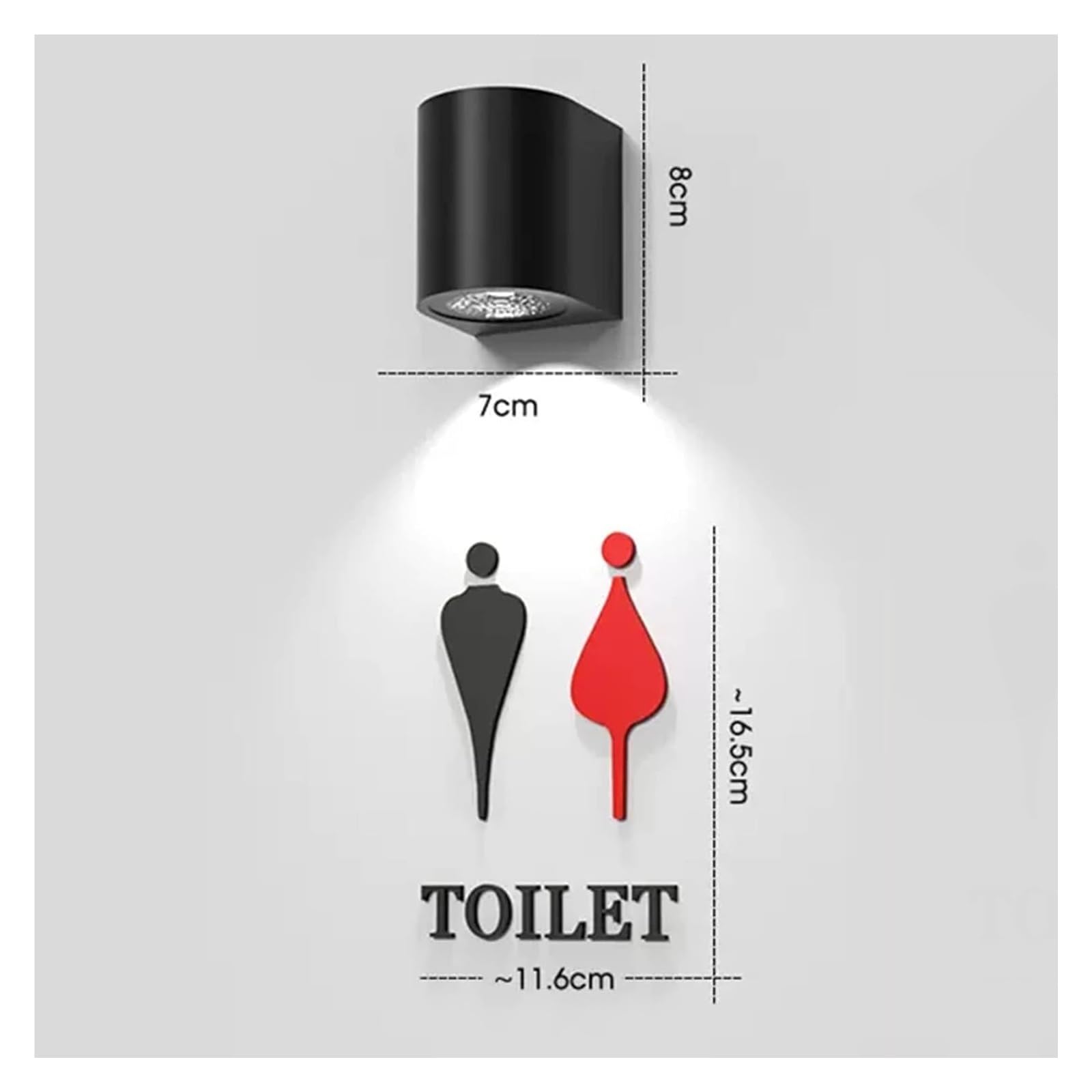 Carteles para aseos, Acrílico Mujer Hombre Montado en la pared, 11.6×16.5cm | A