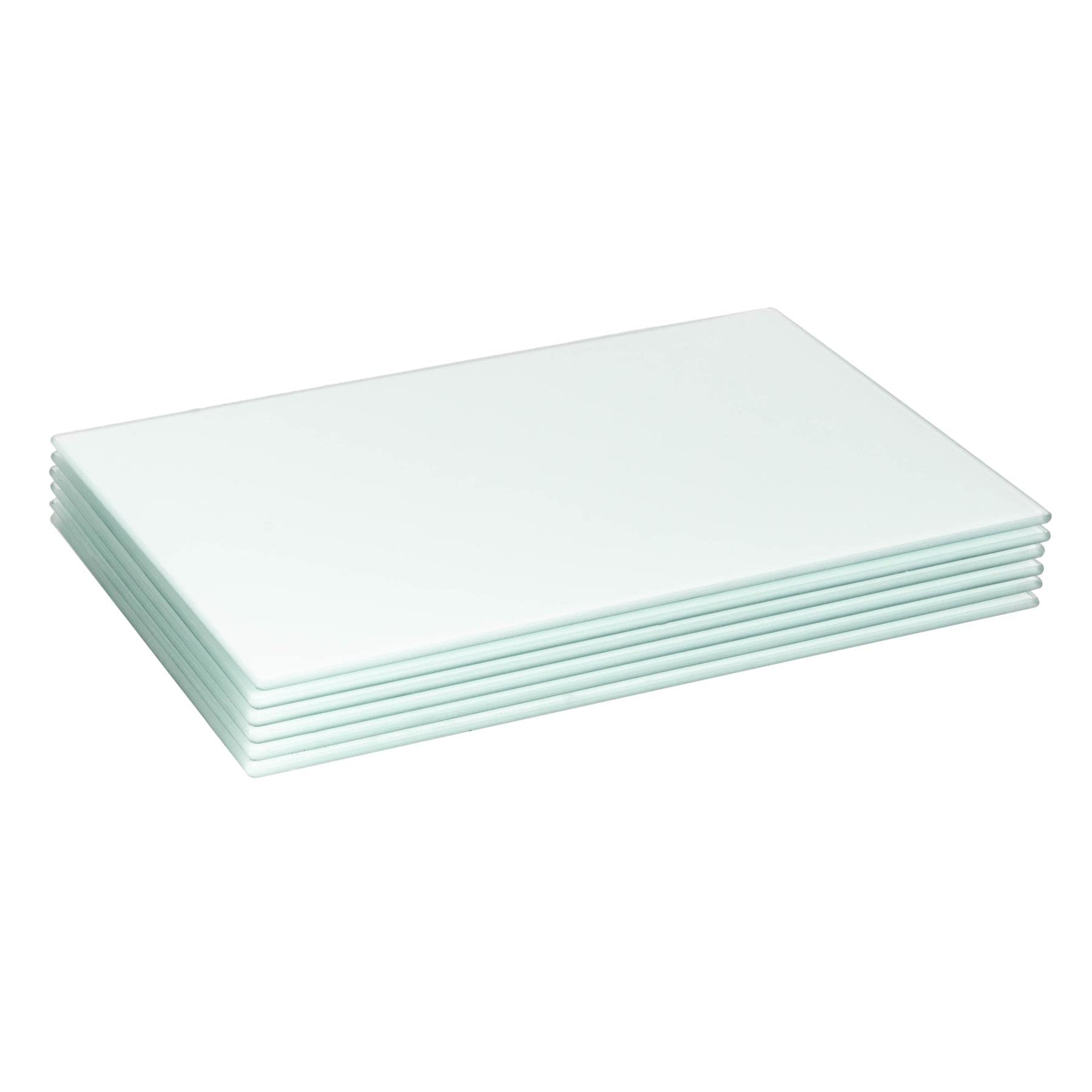 Harbour Housewares Glass Placemats - 40x30cm - White - Pack of 6 - Dining Table Place Mats Glass Plate Tabletop Protector for Kitchen Dinner, Worktops