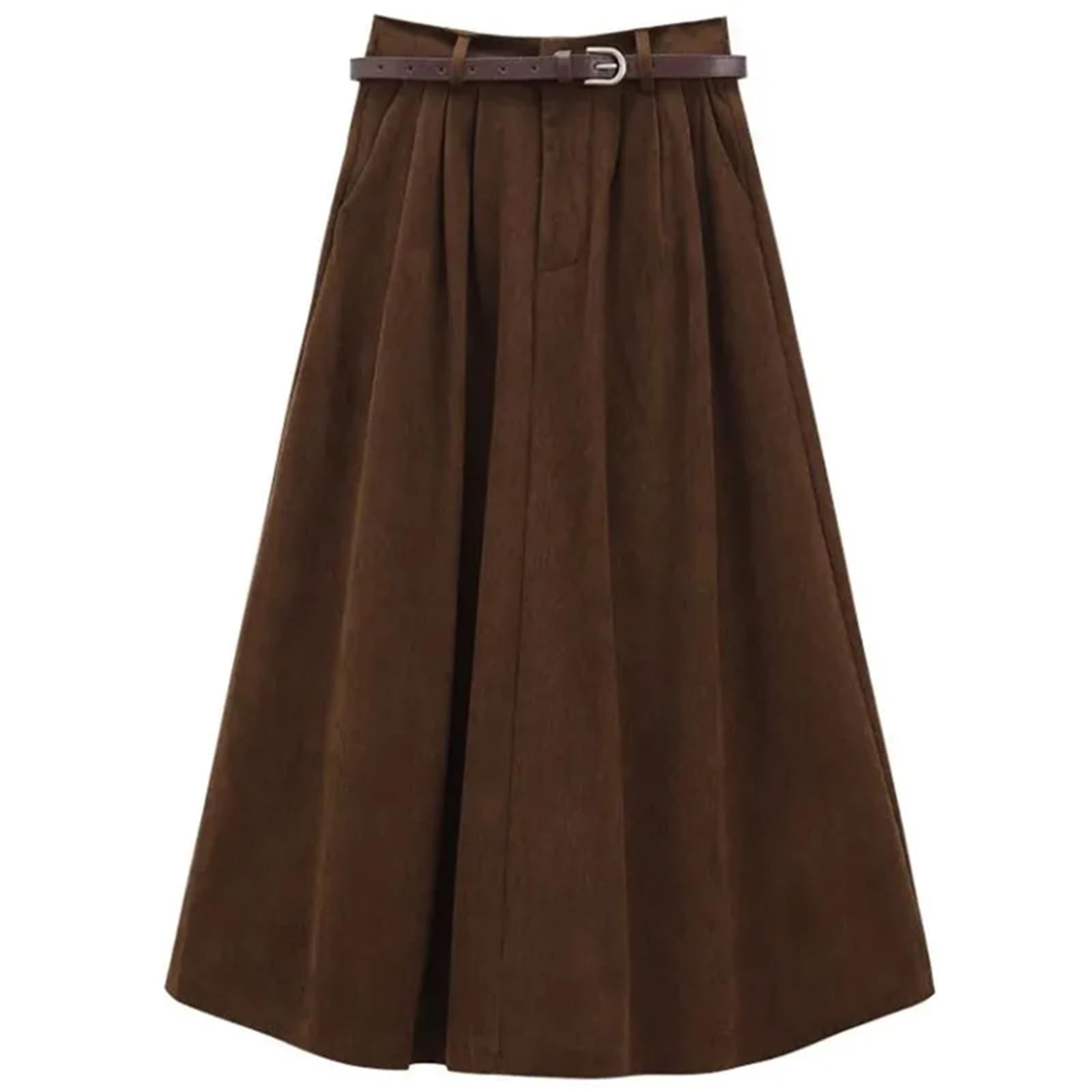 Donne Vintage Velluto A Coste Midi Gonne per le Donne A Vita Alta Pieghe A Line Gonne Femminili Inverno Casual Gonne