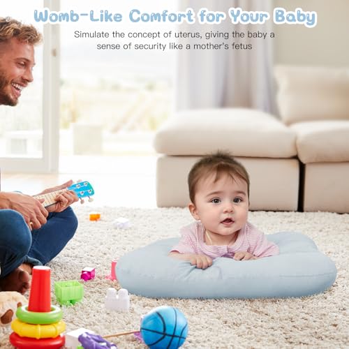 Image of Baby Lounger for Newborn, Bionic Design Baby Lounger, Soft Organic Cotton Breathable Lounger for Infants 0-24 Months (Grayinsh Blue)