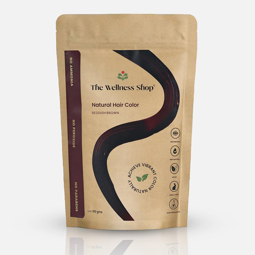 The Wellness Shop - Natural Reddish Brown Hair Color | Long-Lasting & Healthy Shine | Ammonia Free Long Lasting Color For Stronger & Silkier Hair For Men And Women | Pack Of 1 (100Gm / 3.38 Fl Oz)-picture-11