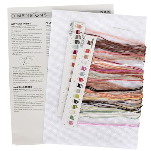 Image of Dimensions 70-35449 Highland Cow Counted Cross Stitch Kit, 11 inch x 11 inch, 14 Cnt. White Aida, 4 Pieces